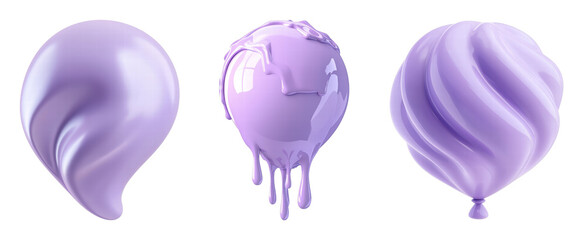 Three artistic representations of purple textures