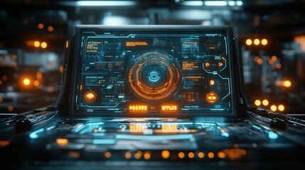 Obraz premium Futuristic Tech Interface: Sci-Fi Control Panel Display