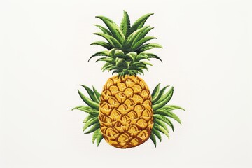 Obraz premium Free vector cute pineapple fruit and vegetable hand drawn style 