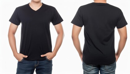 Stylish Black T-Shirt Front and Back View - Perfect for Casual Outfits, Streetwear Fashion, and Everyday Wear. Ideal for Men and Women, Comfortable Fit, Versatile Design, and Trendy Look.