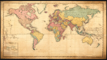 An antique world map displayed in Mercator's projection.