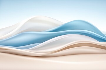 Obraz premium This image showcases elegantly flowing abstract waves in shades of blue and white, conveying a sense of calmness and tranquility against a soft gradient background.