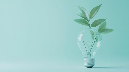 Light bulb with plant symbolizes sustainable energy and eco-friendly innovation.