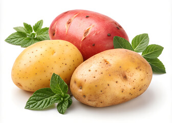 Potato Isolated on White Background - High-Quality Image with Full Depth of Field.