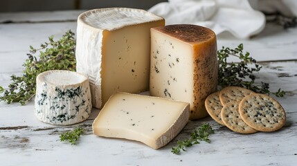 Assorted Cheeses and Crackers with Thyme Sprigs
