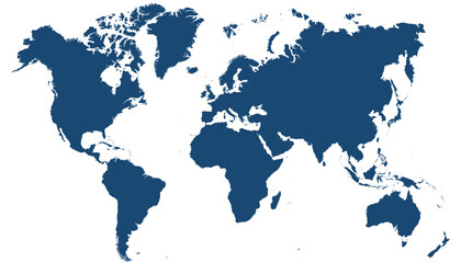 World map. Blue modern vector map. Silhouette map