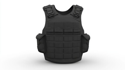 A black tactical vest designed for protection and utility in various situations.