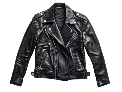 a black leather jacket with zippers