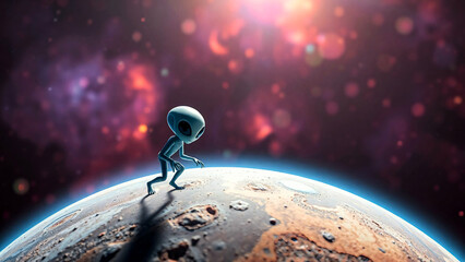 Alien in space planet , Generative ai illustration