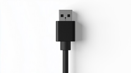 A black usb cable on a white background symbolizes simplicity in cord organization.