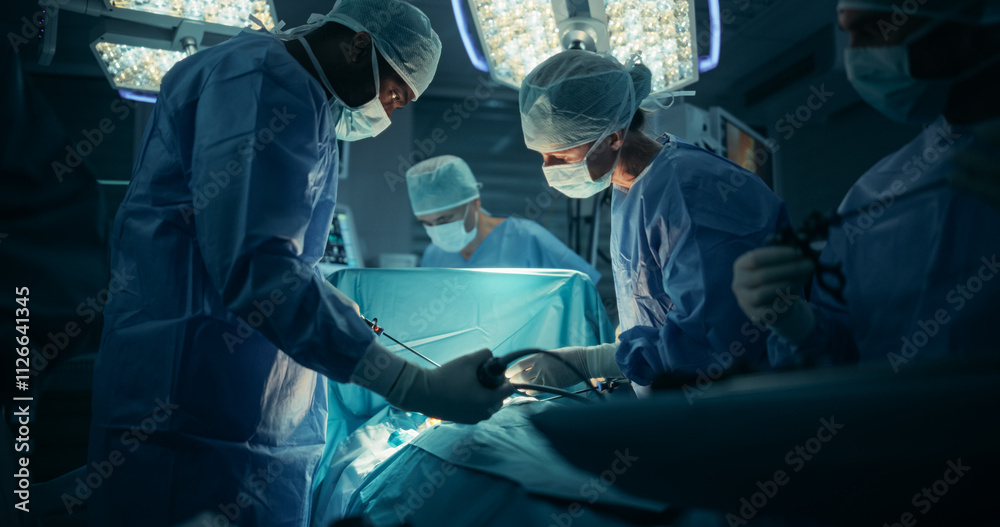 Poster surgeons and assistants maintain steady hands and clear communication as they continue the delicate 