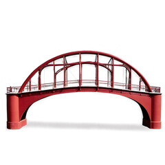 Obraz premium Red Steel Arch Bridge: A bold and striking red steel arch bridge stands tall against a clear sky, its intricate structure a testament to engineering prowess.