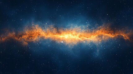 Fototapeta premium wallpaper a vibrant space galaxy cloud nebula of a starry night cosmos, turbulent, iridescent clouds of gas & dust illuminated by the faint light of stars, set against a dark, gradient blue backgroun