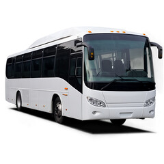 Modern White Tour Bus: A sleek and modern white tour bus, ready to take you on an adventure.  Its clean lines and bright white paint job make it a symbol of travel and exploration.