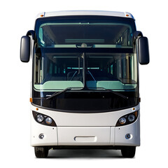 Modern Double-Decker Bus: A sleek and modern double-decker bus, ready to embark on an adventure. Its pristine white exterior and gleaming windows promise a comfortable journey for passengers.