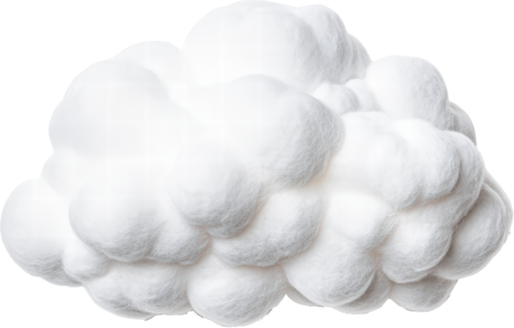 Fluffy white cloud against a transparent background