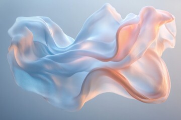 Obraz premium Delicate white fabric and light pink silk swirl elegantly in the air, creating a serene atmosphere of fluidity and grace. The interplay of colors adds a tranquil feel