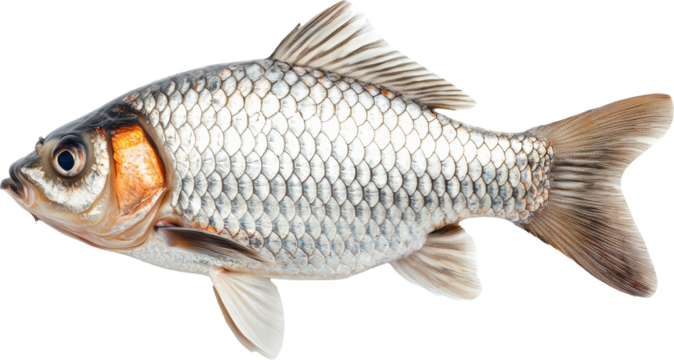 Silver fish with shiny scales and vibrant colors