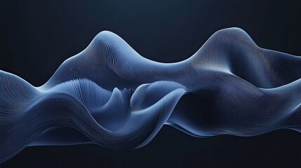 Abstract Blue Wave, Flowing Lines, Digital Art