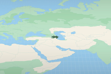 Obraz premium Azerbaijan highlighted on a detailed map, geographic location of Azerbaijan.
