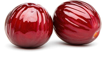 Fototapeta premium Two glossy red apples on a dark background