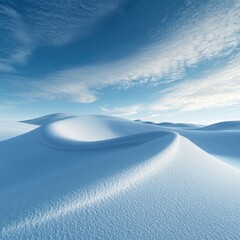 serene winter landscape with smooth snow dunes under a clear blue sky
