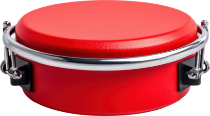 Vibrant red drum with shiny chrome accents