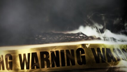 Danger Crime Scene Symbol Warning Sign Strip and Smoke