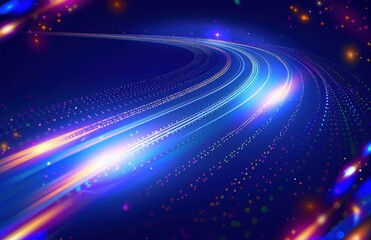 A colorful streak of light is shown in the image