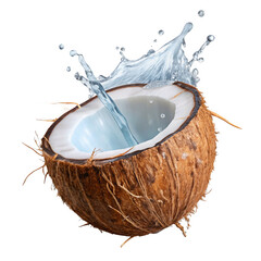 Coconut water isolated on transparent background.