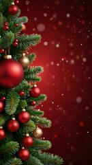 christmas background with christmas tree and decorations
