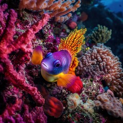 Naklejka premium vibrant coral reef with colorful fish
