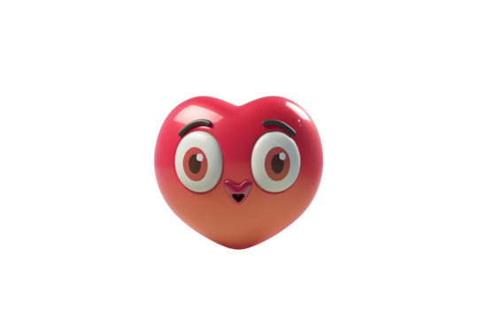 Heart Eyes Expression Emoji Isolated on Transparent Background