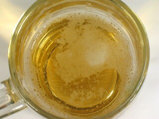 Glass of beer close view background
