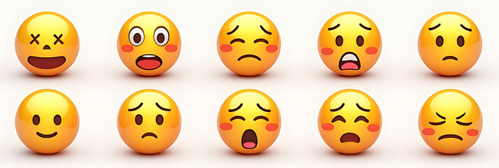 Fototapeta premium Emoticon faces are used to represent human emotions such as happiness and sadness in digital games and online communication patterns._00002_