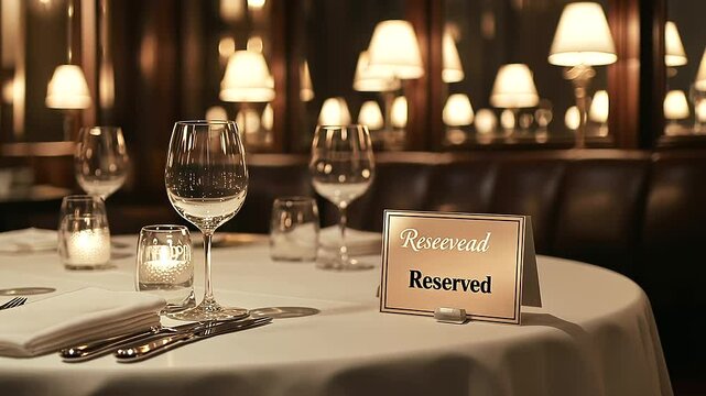 Reserved Table Sign in Elegant Restaurant Setting