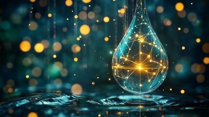 Glowing molecular structures inside a glass sphere