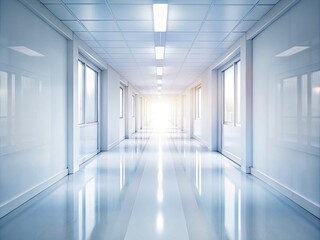 Obraz premium Minimalist White Corridor, Blurred Background, Natural Light Photography - Abstract Interior Design