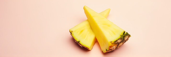 Pineapple slice on a pastel colored background evokes images of refreshing fruit and carefree summer days._00002_