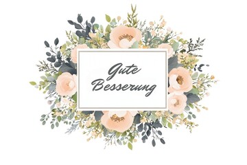 Florales Design mit dem Text "Gute Besserung“ als Ausdruck guter Wünsche.