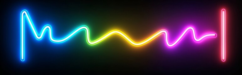 Electric glow neon frame with lightning effect and thunder sign. Magic portal rectangle shape with led plasma discharge in pink, gold, purple, green, and blue.