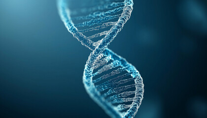 Highly Detailed 3D Render of Double Helix DNA Structure on Vibrant Blue Background