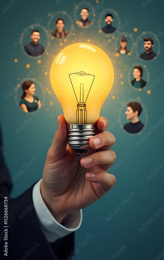 Poster teamwork concepts connected to everyday situations such as a business meeting or office communicatio
