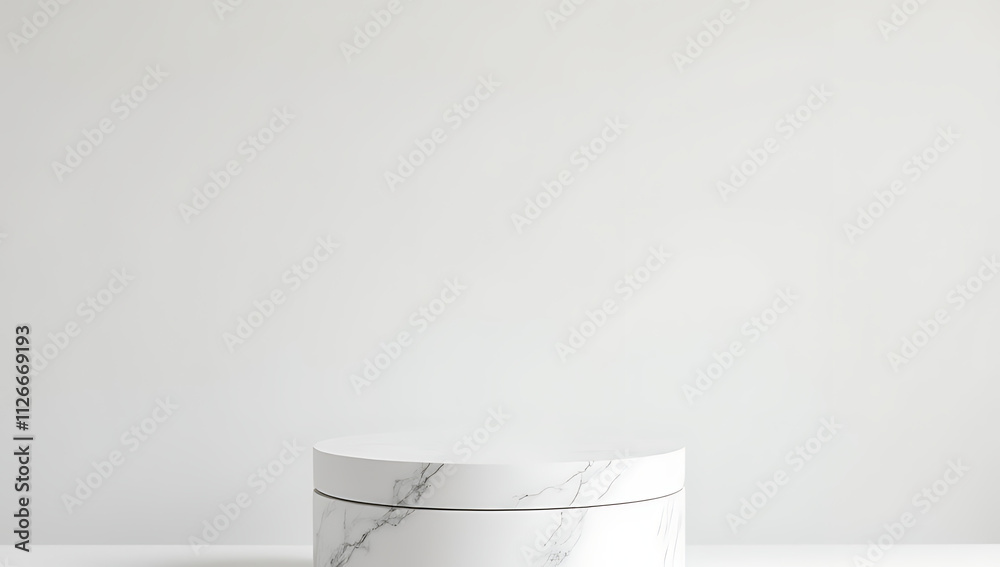 Aufkleber The podium features a white marble surface, layered with a smooth finish to create an elegant presentation display platform._00001_