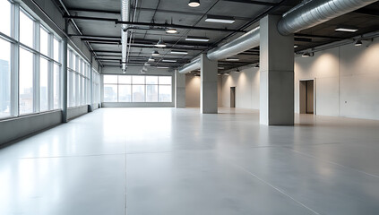 The large vacant space had a spotless polished concrete floor in the recently renovated office building._00001_