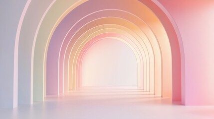 Fototapeta premium Smooth Abstract Arcs of Light in Pastel Hues Creating a Dreamy and Ethereal Atmosphere
