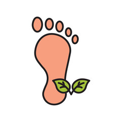eco footprint color line icon with white background vector stock illustration