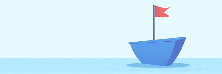 Use a blue boat with a flag to graphically convey a business message in a simple yet visually appealing way._00002_