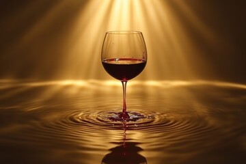 Red Wine Splash in Golden Light