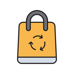 eco bag color line icon with white background vector stock illustration